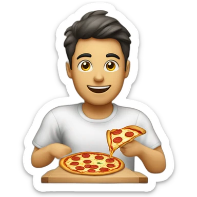 Home comendo um pedaço de pizza enquanto levanta peso na academia  sticker