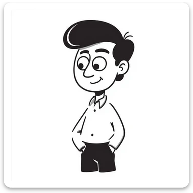Simple drawing of a man with an unusually large forehead, cartoon character, male sticker