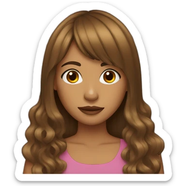 Brown long hair brown girl with curtain bangs sticker