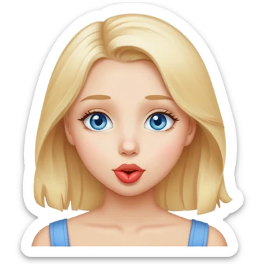 Girl with blond hair blue eyes beautiful finish and sending lovely kisses  sticker