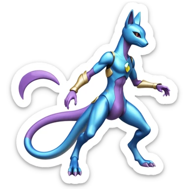 Colorful Shiny Futuristic Mewtwo-Lucario-Anubis full body sticker