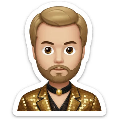 Paul Verlaine with dark blonde hair, bronze sequin outfit  sticker