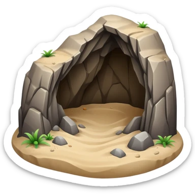 generate realistic detailed cave in 3d style with sand  sticker
