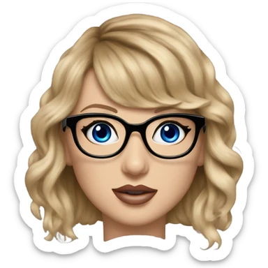 Hyper Realistic Taylor Swift, blu eyes, glasses  sticker