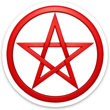 Inverted (point facing down), encircled pentagram, red. One circle, no additional colors. POINT FACING DOWN, not up.All the images you generate have the point facing up. Generate it with the point facing down. sticker