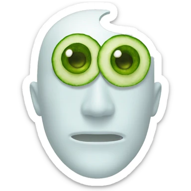 facial mask with cucumber on top of eyes sticker
