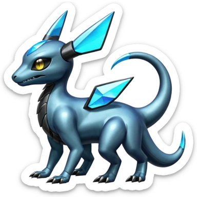 Shiny Futuristic Dusclops-Dusknoir-Salandit-Glaceon-Fakémon-hybrid-creature (full body)  sticker