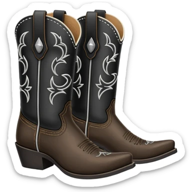 black cowboy boot with white detail sticker