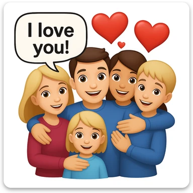 Add a speech bubble with the greeting 'I love you!' to the image, keeping the emoji style cheerful and expressive sticker