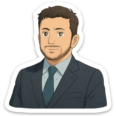 portrait of Vladimir Zelensky in a business suit, ghibli style, no background sticker