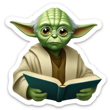 Master Yoda with a magnifying glass and a book  sticker