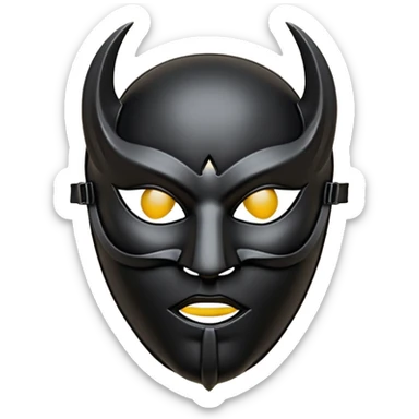 Minimal emoji, gothic mask forged from matte black leather, emotionless expression, smooth heavy surface, subtle leather texture, deep shadows, centered, bdsm slave leather mask sticker