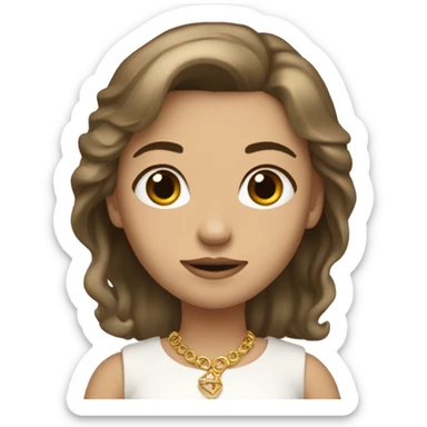 do a white but not too white girl with really dark blond hair brown eyes and gold jewelry, full body  sticker