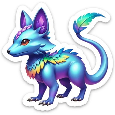  exotic tropical iridescent cyber-Protogen-Fakémon-Pokémon-Vernid-creature sticker