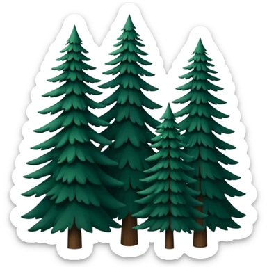 A cluster of tall pine trees forming a deep forest silhouette. sticker