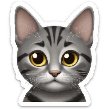 Black and gray tabby cat looking lovingly into my eyes sticker
