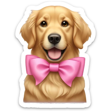 Golden retriever With a pink bow sticker