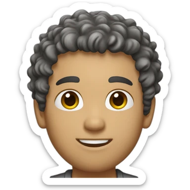 A white man with curly low fade hair style and he is wear a shert sticker