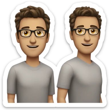 white guy with dark hairs curtain haircut straight dark eyebrows big lips in glasses sticker