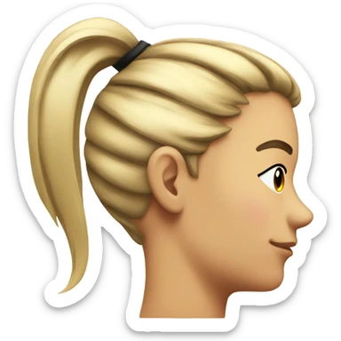 a side profile of a face with a black spot on there cheek and a ponytail  sticker