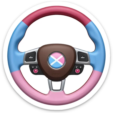 steering wheel with transgender pride flag colors sticker