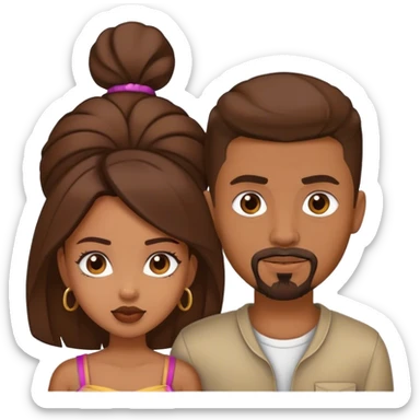 brown couple baddie girl boy with goatee brown skinned sticker