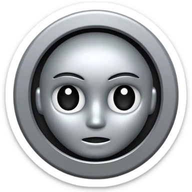 Minimalist broken halo, dark gothic iOS-style emoji, metallic silver, subtle glow, black background sticker