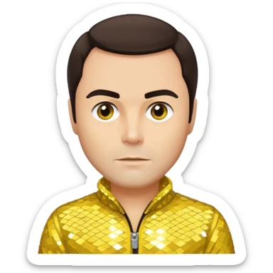 John Saxon with dark brown hair, yellow sequin outfit sticker