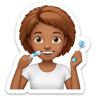 brown skin girl brushing her teeth in the bathroom  sticker