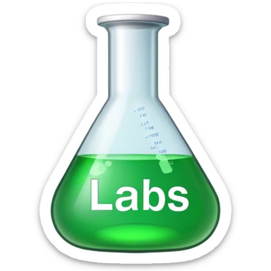 chemist's flask green with labs word sticker