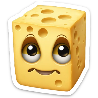 Block of cheese with eyes arms and feet sticker