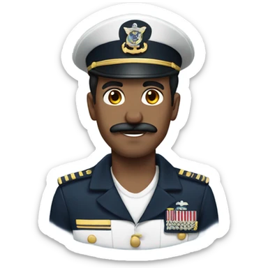 navy sailor with dark hair and mustache  sticker