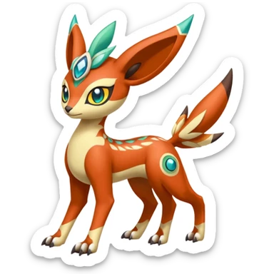 Tribal Colorful Exotic Fionbri-Kalon-Falvie-Vernid-Meloetta-Pokémon-Fakémon-Digimon-Spectrobe-hybrid-fusion, full body sticker