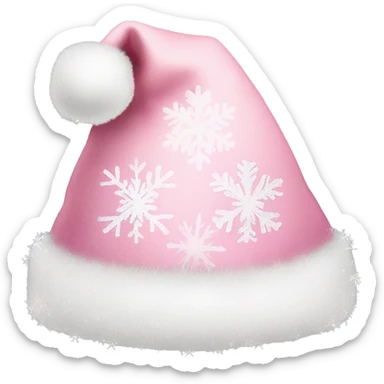 Light pink Santa hat with sparkly snowflakes  sticker