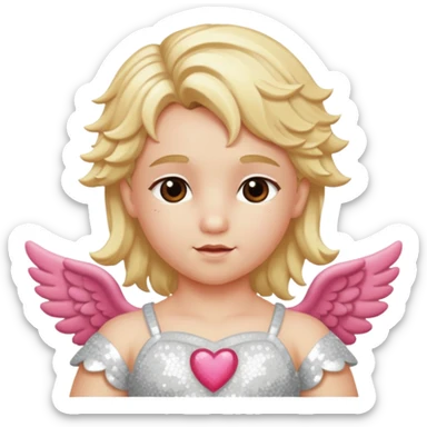 Cupid, God of Love from Gods and Goddesses with long blond hair, ivory sequin outfit sticker