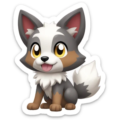 Kawaii Chibi Poochyena-Rocruff-Lycanroc-Pokémon Full Body sticker