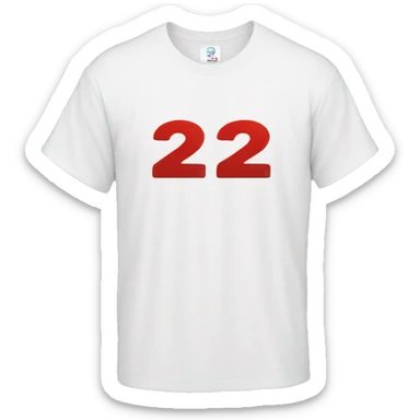 white t-shirt that says the number 22 in red letters sticker