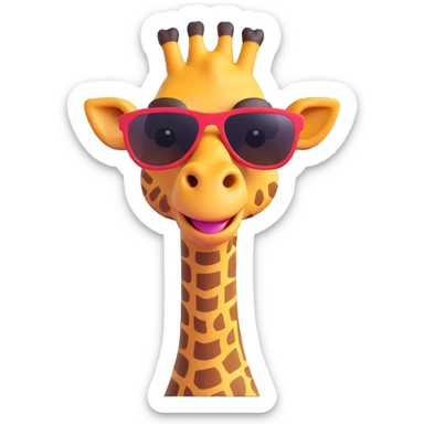 A smug, cool giraffe wearing sunglasses, with a confident smirk. The design should be sleek and stylish, with a slight tilt of the head and maybe a tiny tooth showing. Perfect for 'POG' or 'cool' moments. sticker