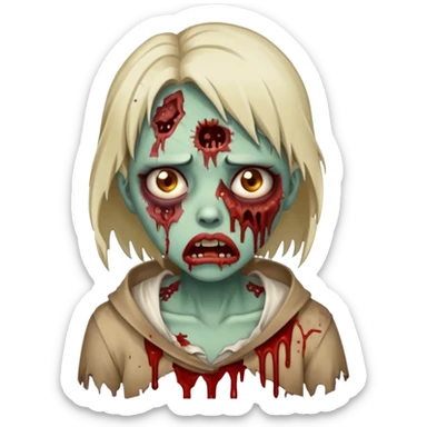 make a zombie girl with a droopy ruined mouth sticker