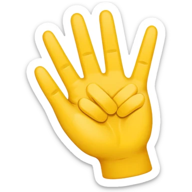 minimalist peace sign hand emoji, yellow sticker