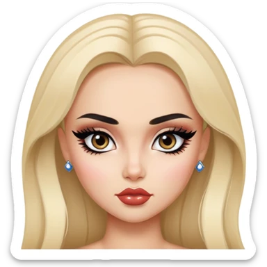 russian features, beauty, pretty eyes, black eyeliner, pretty bratz baddie sticker