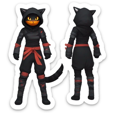 Edgy Shy Anthro Ninja cool pretty dark Litten-Pokémon-cat-fursona-animal techwear Bandages gloves socks sticker