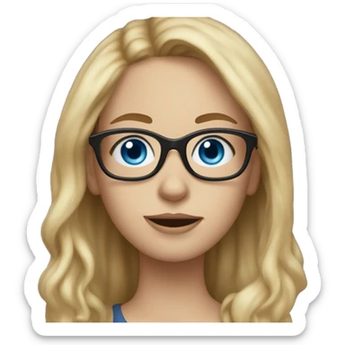 girl with dirty blonde hair blue eyes and glasses with dog i sticker