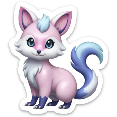 Shiny Iridescent Pale Pastel Whitish Bright Furret-Absol-Noibat-Hybrid (Full body) sticker