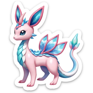 Shiny Cute Milotic-Sylveon-Glaceon-Vaporeon-Dragonair-Pokémon-hybrid-fusion full body sticker