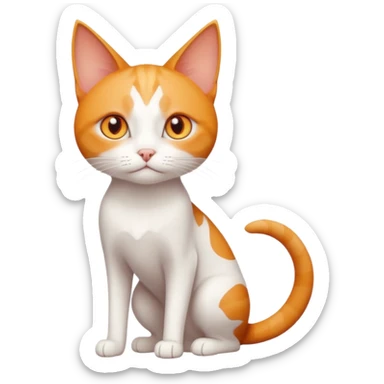 full body of tiny + skinny ginger and white cat with deep orange eyes and triangular shaped face sticker