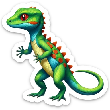 lizard-Salandit-Gecko-Treecko-Kecleon-Fakémon-Pokémon-hybrid-creature (full body)  sticker