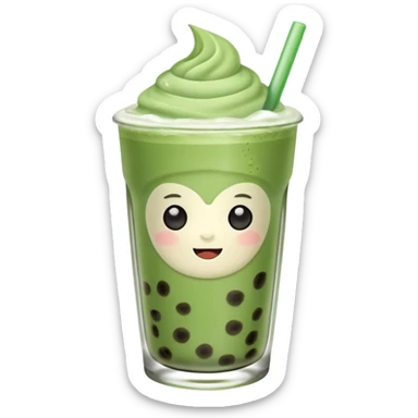 matcha latte with boba and ice sticker