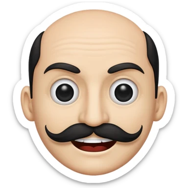 Create a Chinese smile emoji. Use the regular smile emoji and update its looks accordingly. the smile should contain an evil smile with a long Chinese like mustache sticker