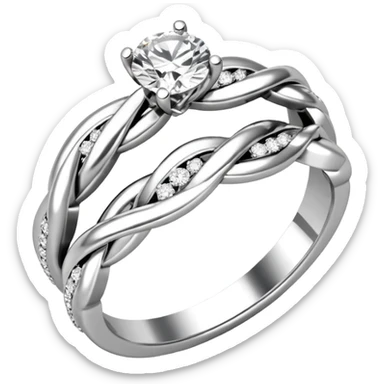 Diamond ring 💍 2 rings  twist with each other like engagement rings for man and women sticker